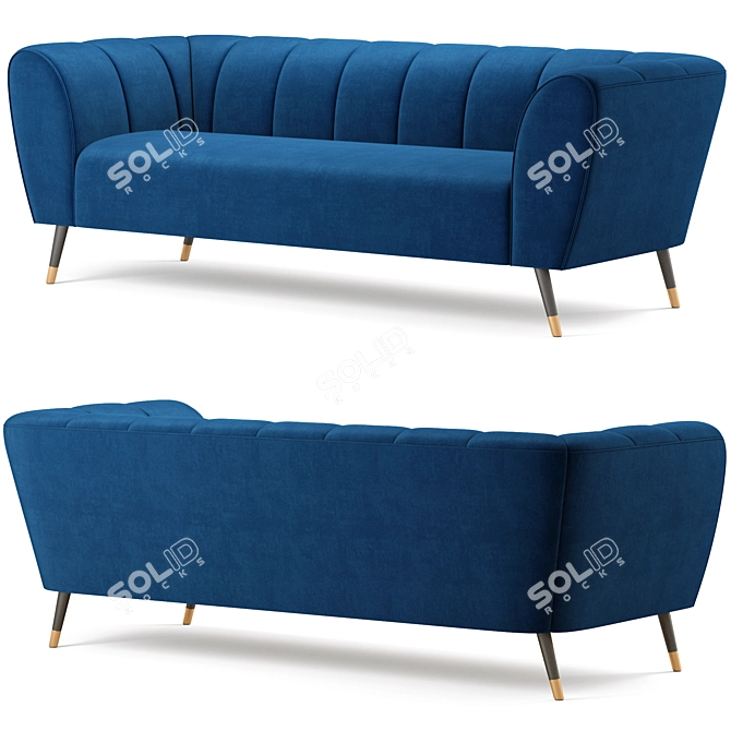 Luxurious Beaumont Velvet Sofa by Meridian Furniture 3D model image 2