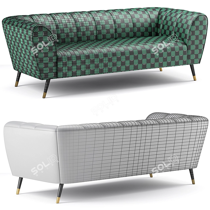 Luxurious Beaumont Velvet Sofa by Meridian Furniture 3D model image 5