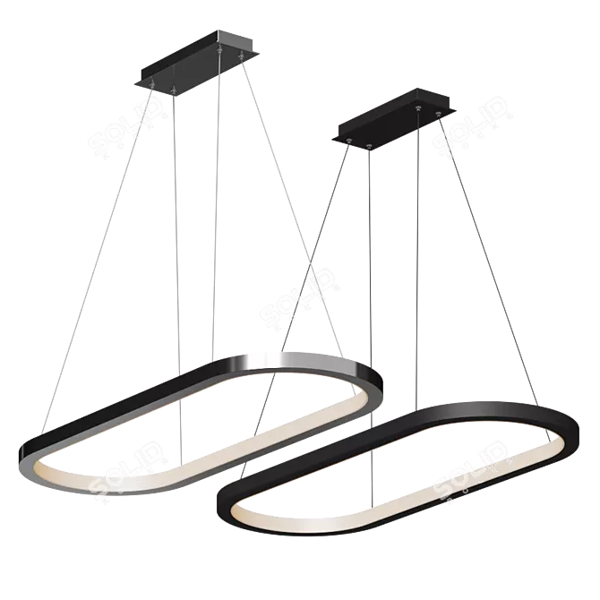 Sleek Racetrack Chandelier: Modern Lighting 3D model image 1