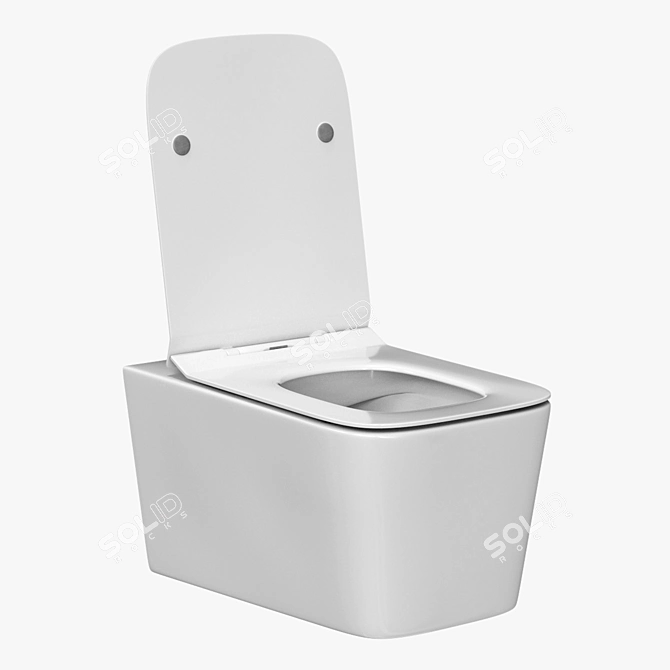 Sleek Hanging Toilet with Quick-Release Seat 3D model image 1