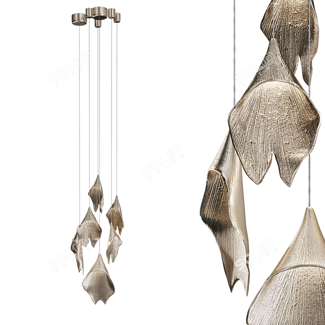 Elegant GINKGO Pendant Lamp 3D model image 3