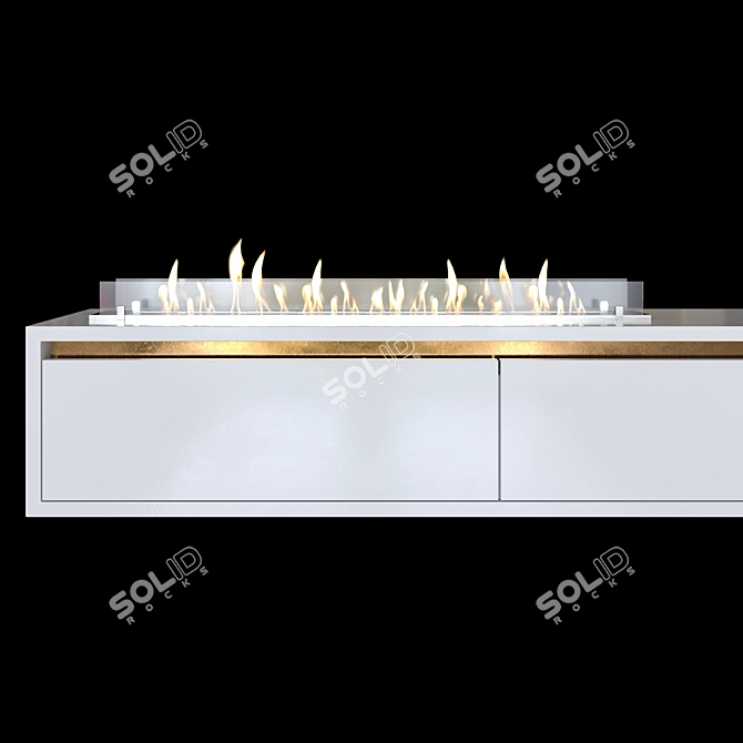 Modern Wall-Mounted TV Stand with Bio Fireplace 3D model image 2