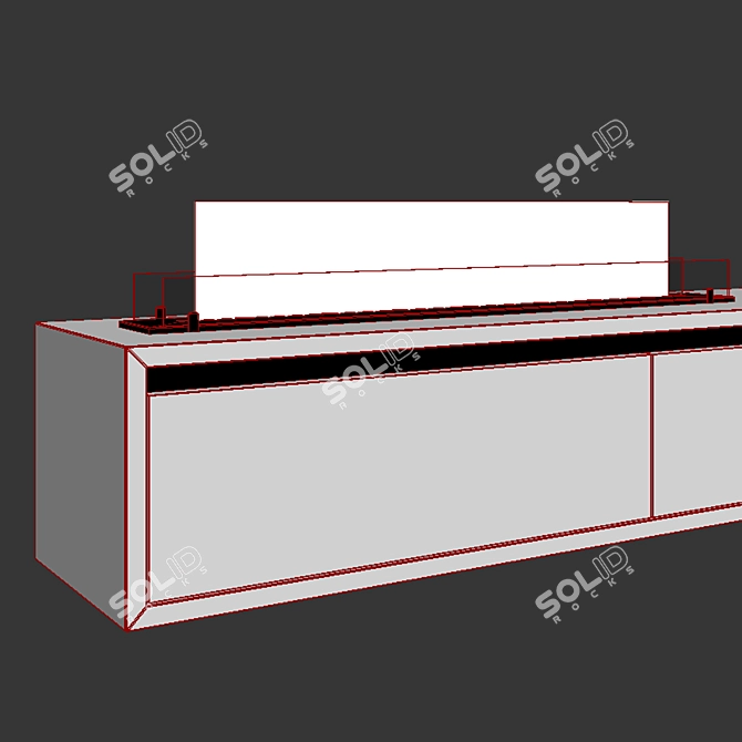 Modern Wall-Mounted TV Stand with Bio Fireplace 3D model image 3