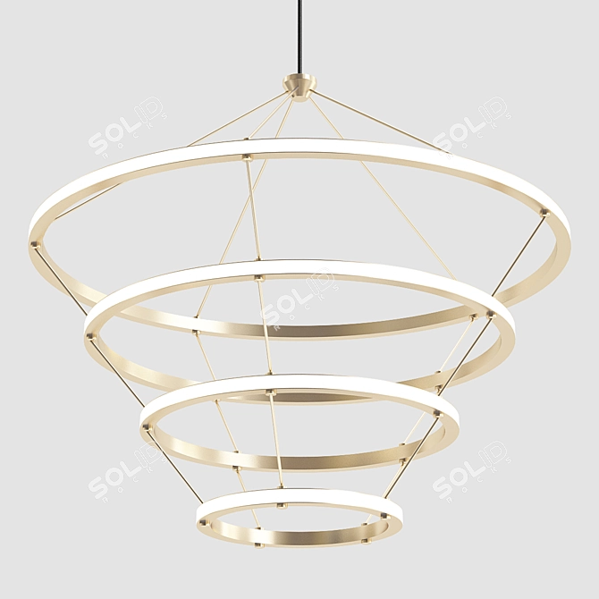 Elegant Halo Chandelier: Brass Beauty 3D model image 1