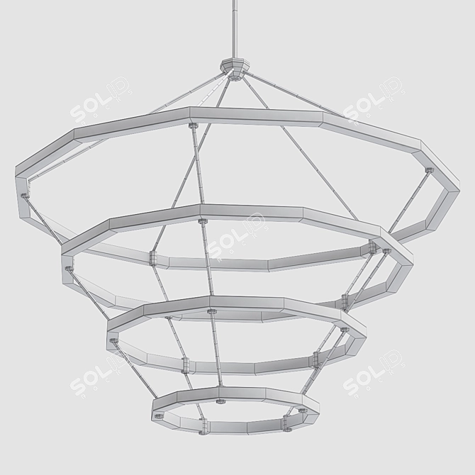 Elegant Halo Chandelier: Brass Beauty 3D model image 2