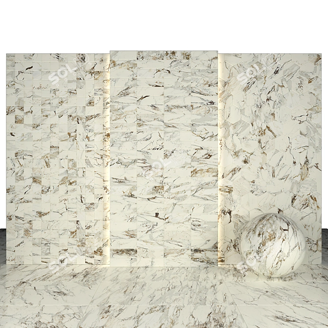Capraia Marble: Luxurious Textured Tiles 3D model image 2