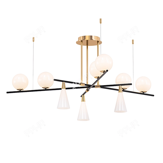 Modern Pendant Chandelier with SIKREA MIKADO/S Balls 3D model image 1