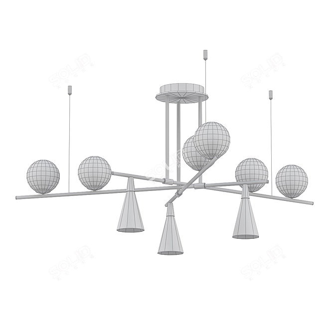 Modern Pendant Chandelier with SIKREA MIKADO/S Balls 3D model image 2