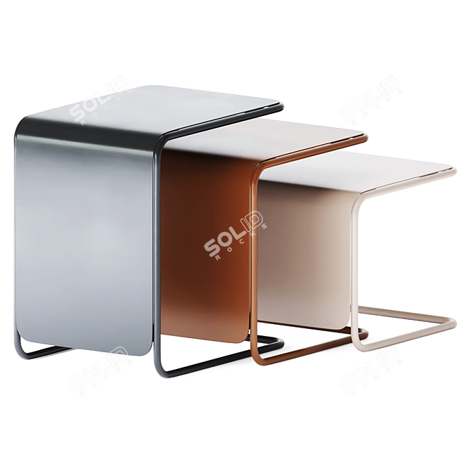 Sleek Metal Coffee Table 3D model image 2