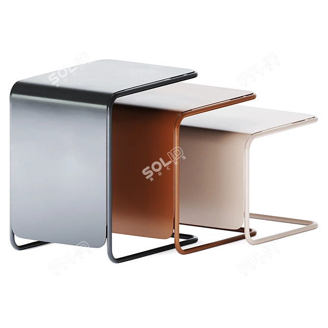 Sleek Metal Coffee Table 3D model image 5