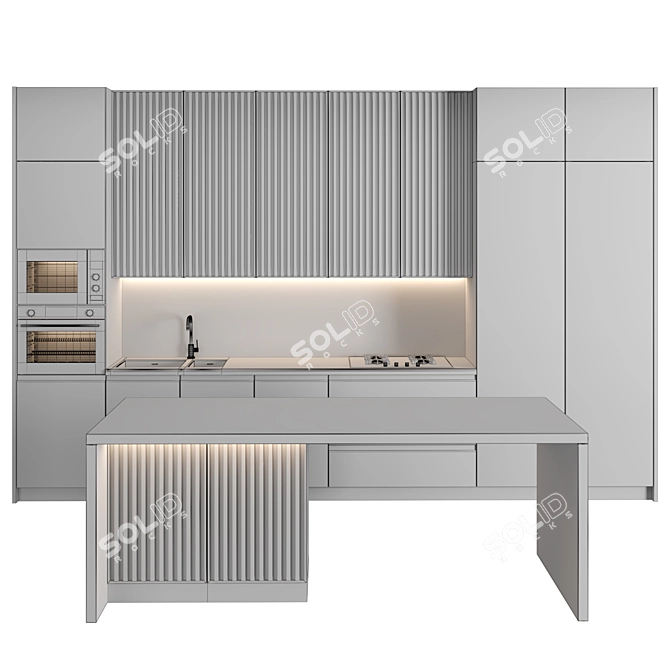 Modern Island Kitchen: High-Quality Renders 3D model image 5