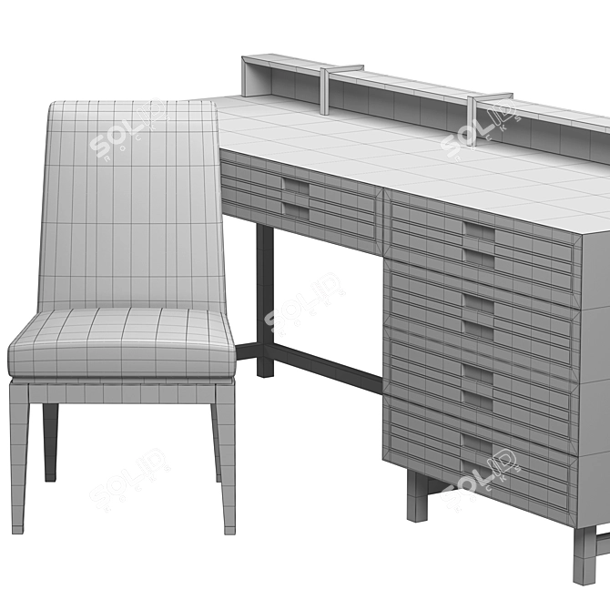 Elegant Edinburg Desk & Bahru Chair 3D model image 5