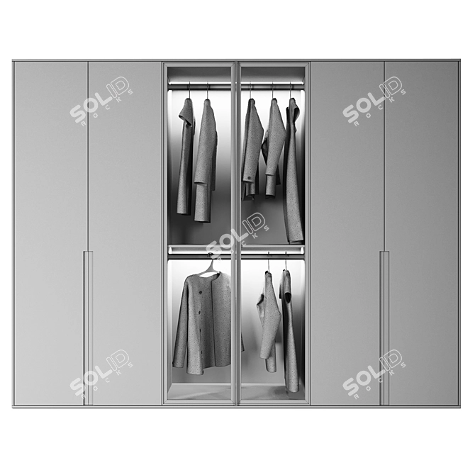 Sleek Glass-Front Wardrobe 3D model image 3