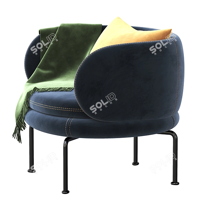 Modern La Cividina Soave Armchair 3D model image 3