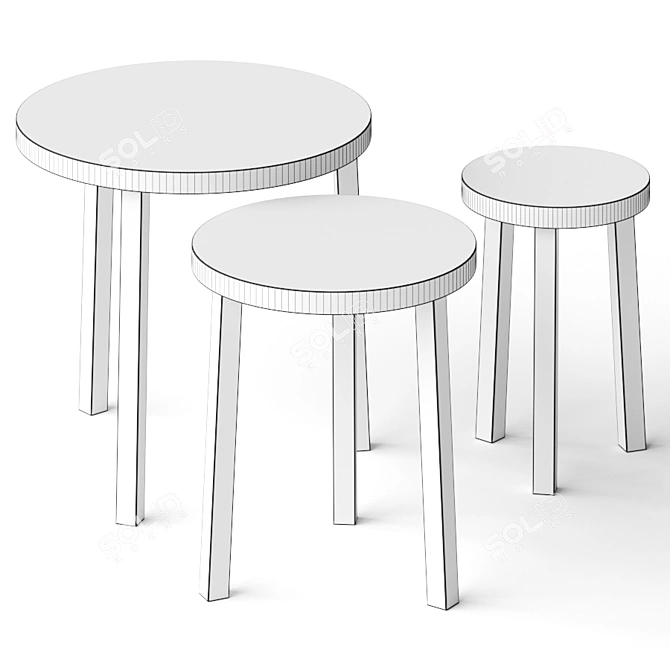 Sleek Alex Side Tables Set 3D model image 2