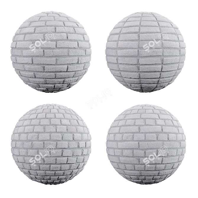 Industrial White Brick Texture: Ready-to-Use 3D Material 3D model image 2