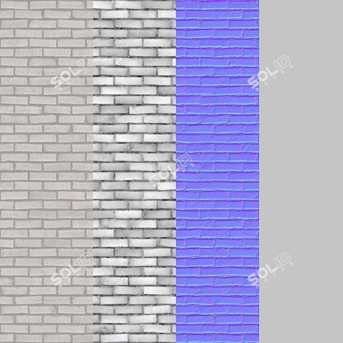 Industrial White Brick Texture: Ready-to-Use 3D Material 3D model image 3