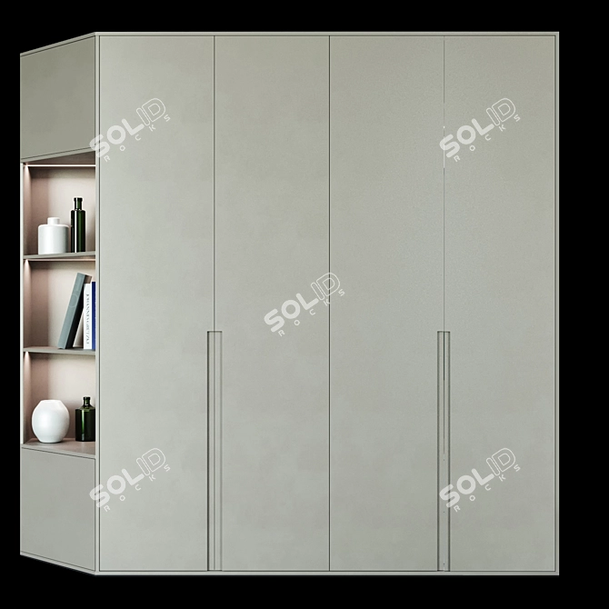 Modern Minimalist 3-Door Wardrobe 3D model image 5