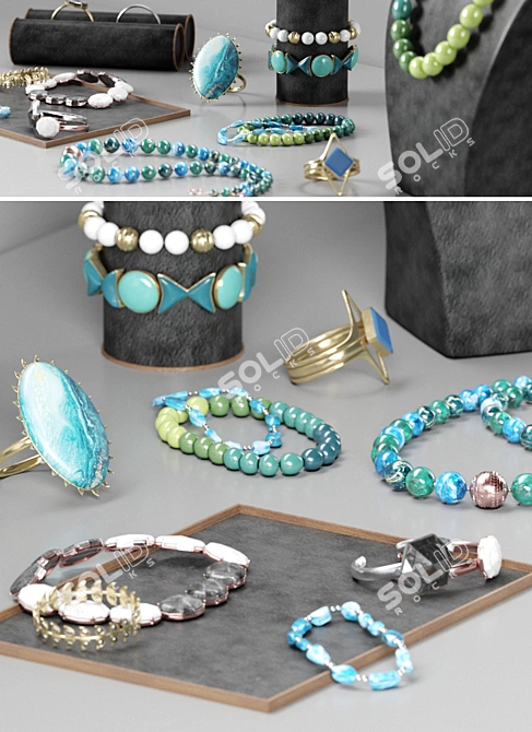 Exquisite Jewelry Set: Necklaces, Bracelets, and Accessories 3D model image 3