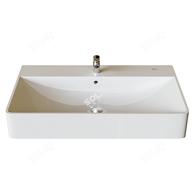 Modern Wall Hung Washbasin with Roca Monodin-N Faucet 3D model image 1