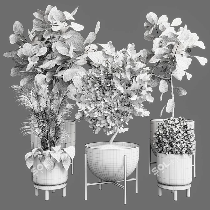 Marble Vase Collection: Indoor Plant 3D model image 5