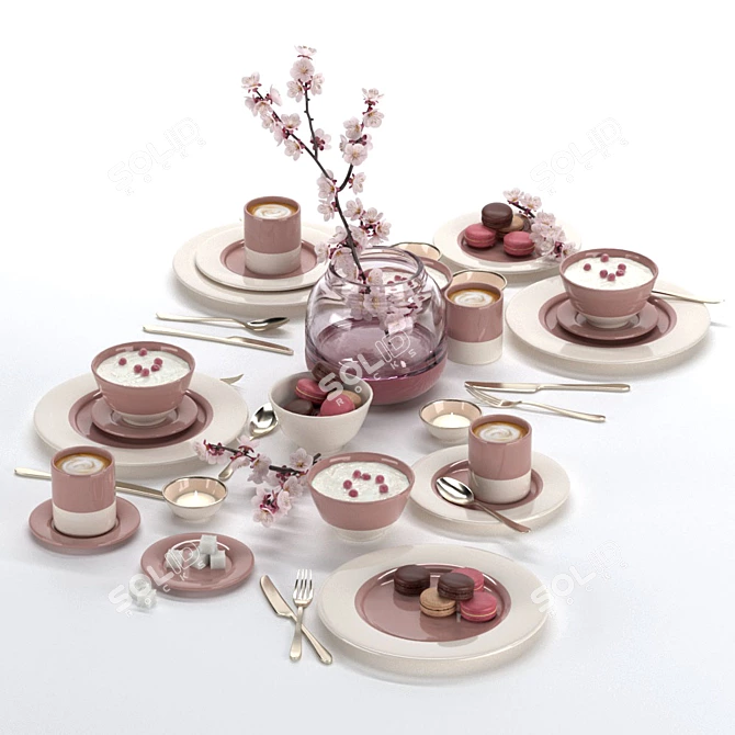 Elegant Table Setting Ensemble 3D model image 1