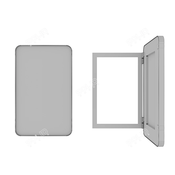 Metal Framed Folding Mirror: Iron Flap, Rectangular 3D model image 3