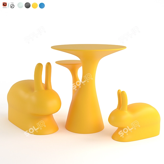 Qeeboo Rabbit Tree: A Modern Twist on a Round Table 3D model image 2