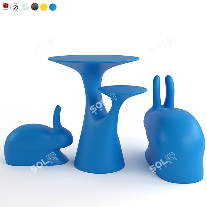 Qeeboo Rabbit Tree: A Modern Twist on a Round Table 3D model image 4