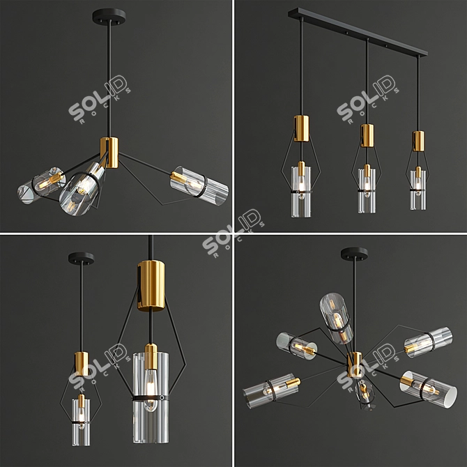 Sleek Salut Pendant Light Collection 3D model image 1