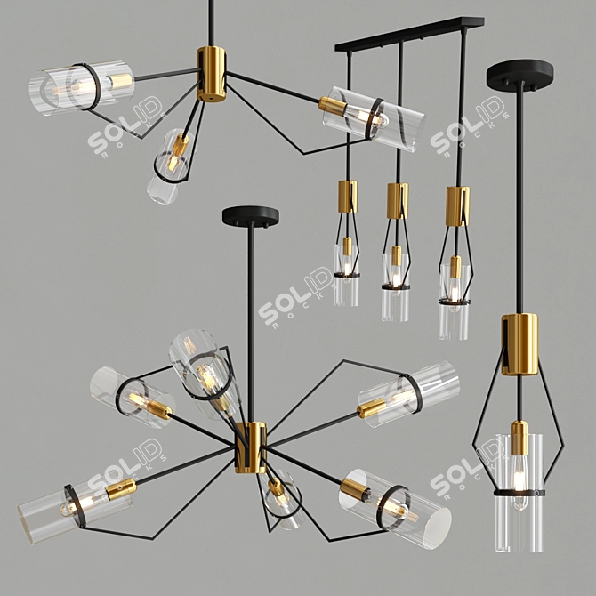 Sleek Salut Pendant Light Collection 3D model image 3