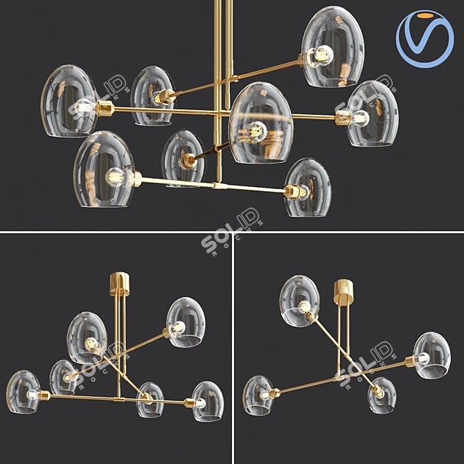 Elegant Designer Chandelier | 100cm Diameter 3D model image 1