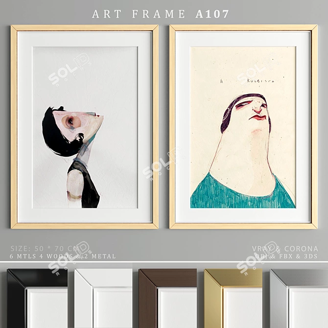 Elegant Art Frame Collection 3D model image 1