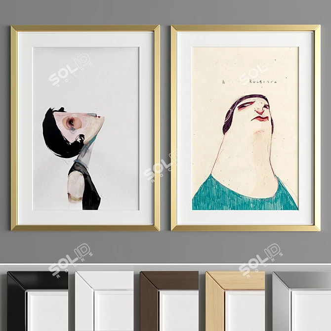 Elegant Art Frame Collection 3D model image 4