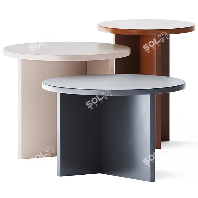 Sleek Stone Low Coffee Tables 3D model image 1