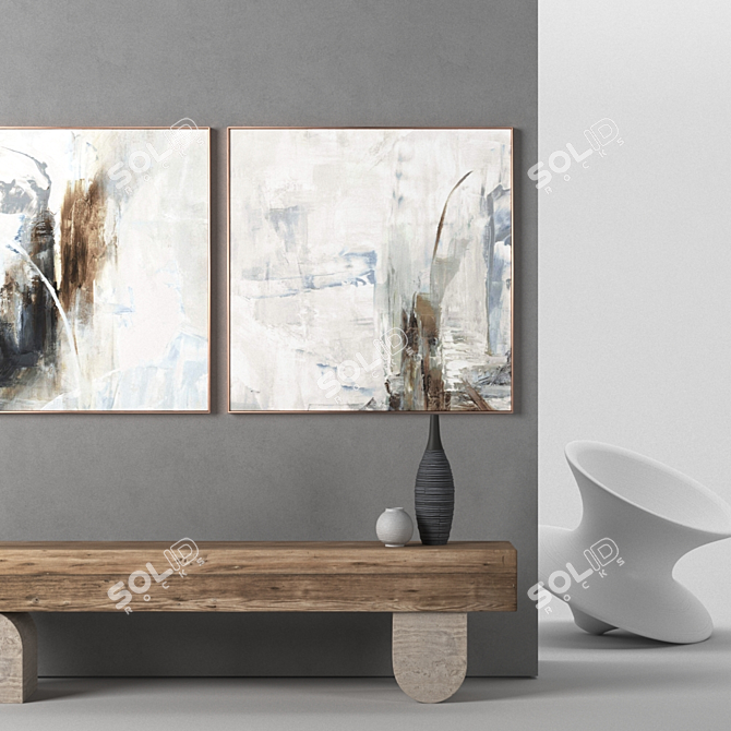  2-Piece Painting Set: Frames - 1000x1000mm, Textures - 2000x2000px 3D model image 4