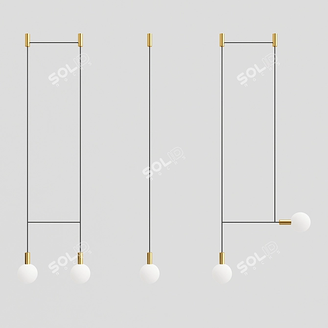 Sleek Line Pendant Chandelier 3D model image 1