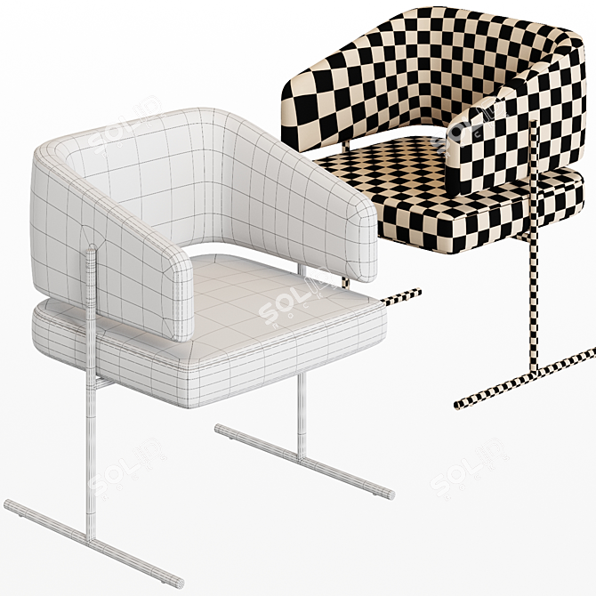 Scandinavian Style Cowhide Dining Chair 3D model image 2