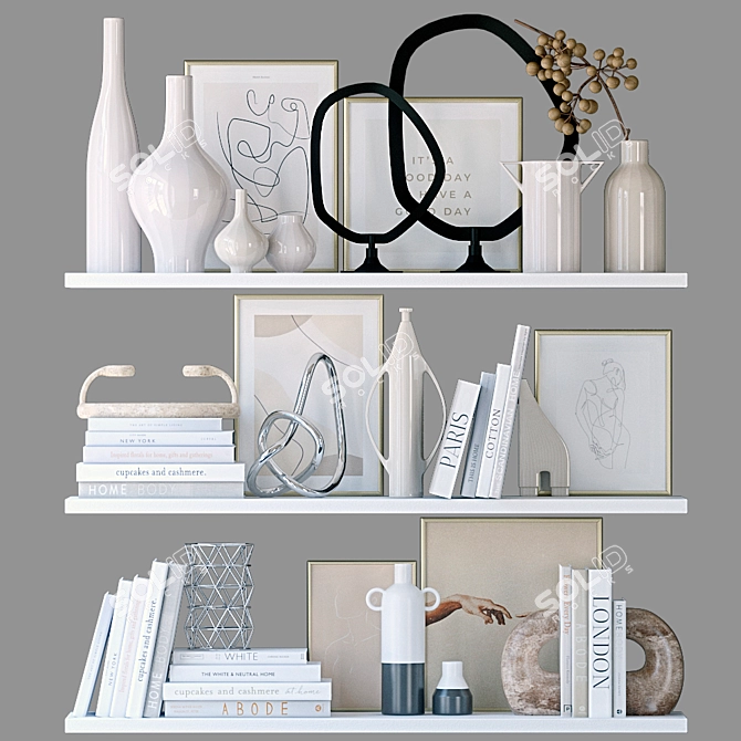 Stylish Decor Shelves 3D model image 1