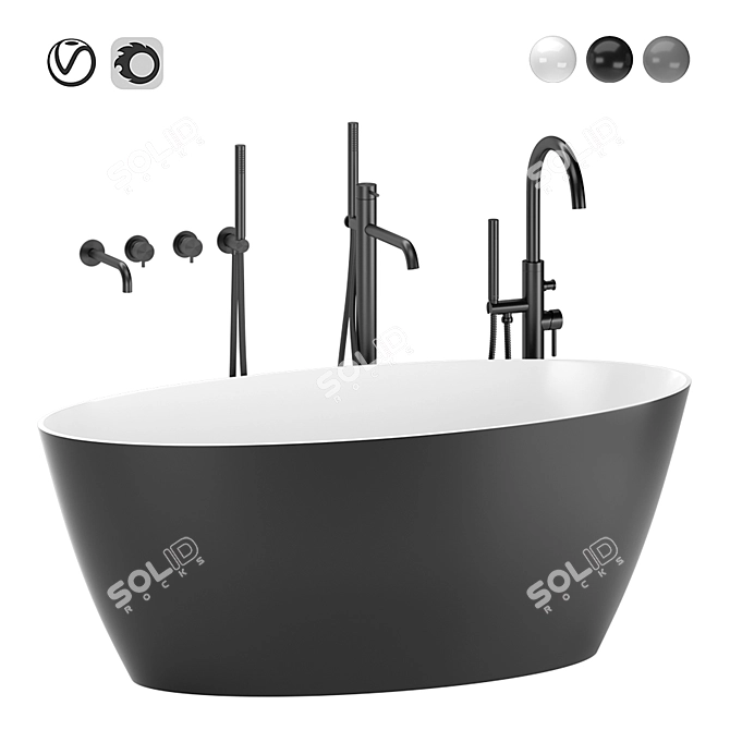 Siena Bath with Omnires Y Mixer 3D model image 1