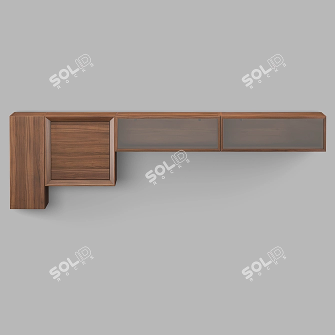 Zen Walnut Wall Cabinets: MOD Interiors Zaragoza 3D model image 1