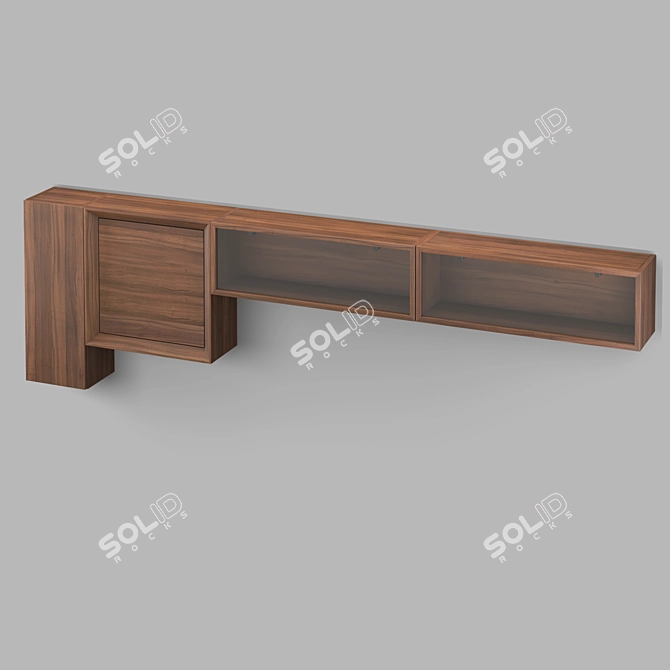 Zen Walnut Wall Cabinets: MOD Interiors Zaragoza 3D model image 2