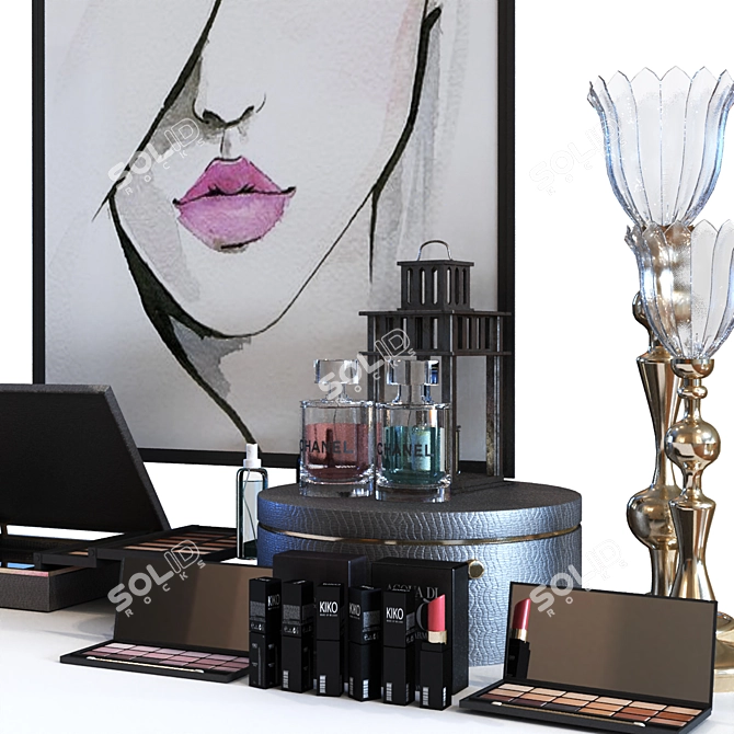 Glamour Beauty Cosmetics Set 3D model image 2
