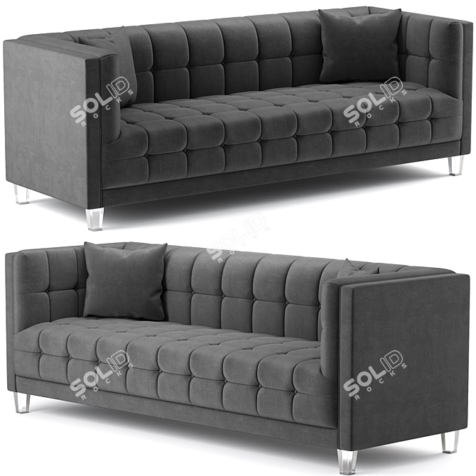 Elegant Mariel Velvet Sofa 3D model image 3