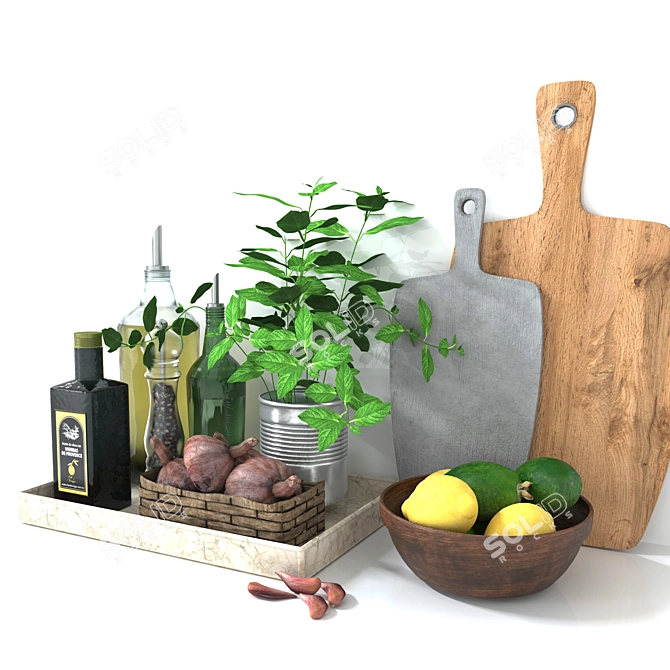 Modern Kitchen Decor Set 3D model image 8