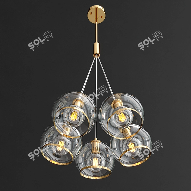 Contemporary Brass and Glass Pendant Lights 3D model image 3