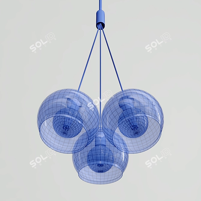 Contemporary Brass and Glass Pendant Lights 3D model image 5