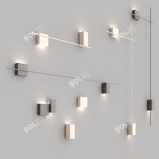 VIBIA Structural LED Wall Lamps: Modern Illumination Solution 3D model image 1