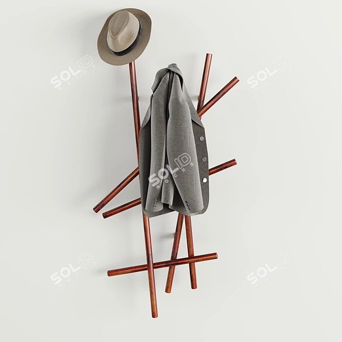 Porada Sketch Walnut Clothes Hanger 3D model image 1