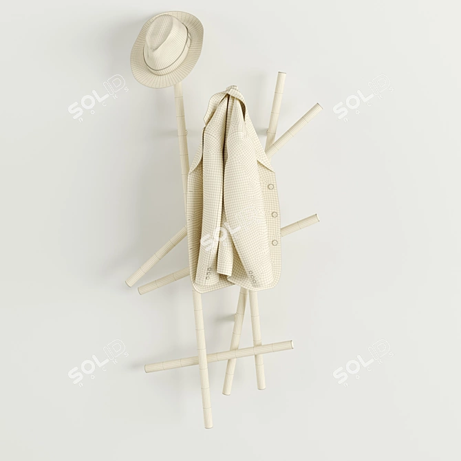 Porada Sketch Walnut Clothes Hanger 3D model image 3